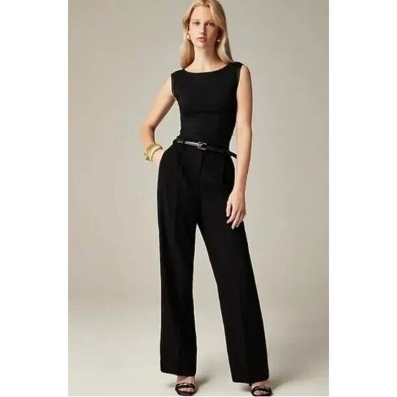 NWT J. Crew Wide-Leg Trouser In Four-Season Stretch Black 10 - Picture 1 of 12